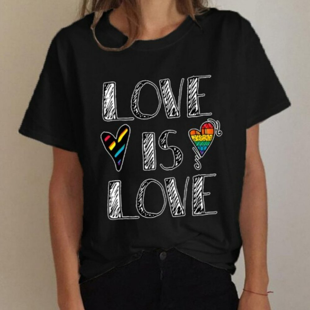 LOVE IS LOVE - LGBT - Black T shirt - XL - NWOT